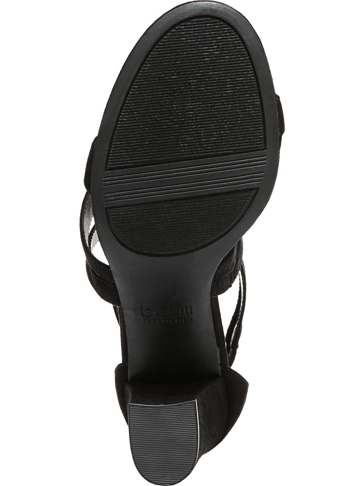 Bar III Women's Strappy Ankle Strap Padded Blythe Round Toe Block Heel Zip up Dress Sandals Black Size 9.5M