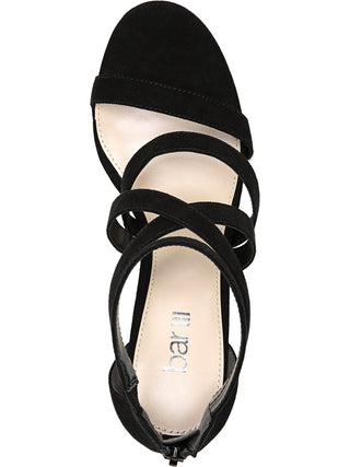 Bar III Women's Strappy Ankle Strap Padded Blythe Round Toe Block Heel Zip up Dress Sandals Black Size 9.5M