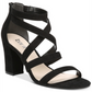 Bar III Women's Strappy Ankle Strap Padded Blythe Round Toe Block Heel Zip up Dress Sandals Black Size 9.5M