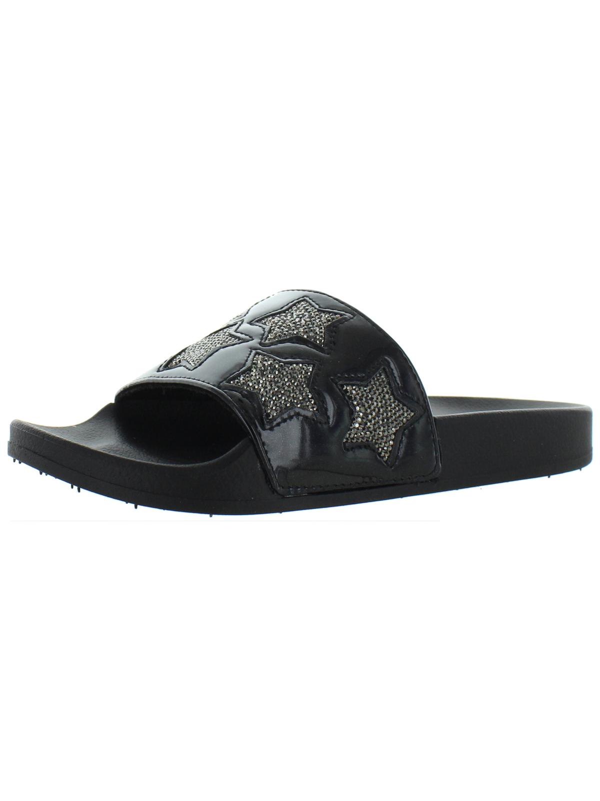 Kenneth Cole Reaction Women's Pool Splash Casual Rhinestone Slide Sandals Black Size 9 M