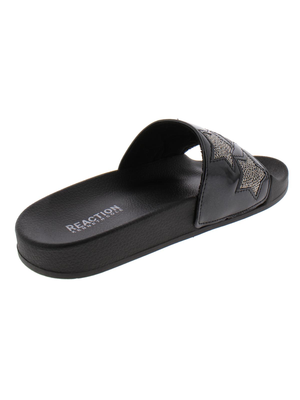 Kenneth Cole Reaction Women's Pool Splash Casual Rhinestone Slide Sandals Black Size 9 M