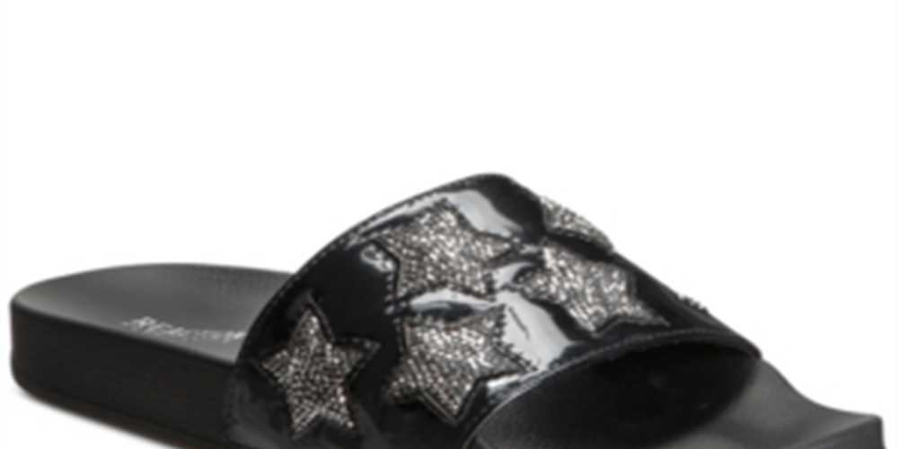 Kenneth Cole Reaction Women's Pool Splash Casual Rhinestone Slide Sandals Black Size 9 M