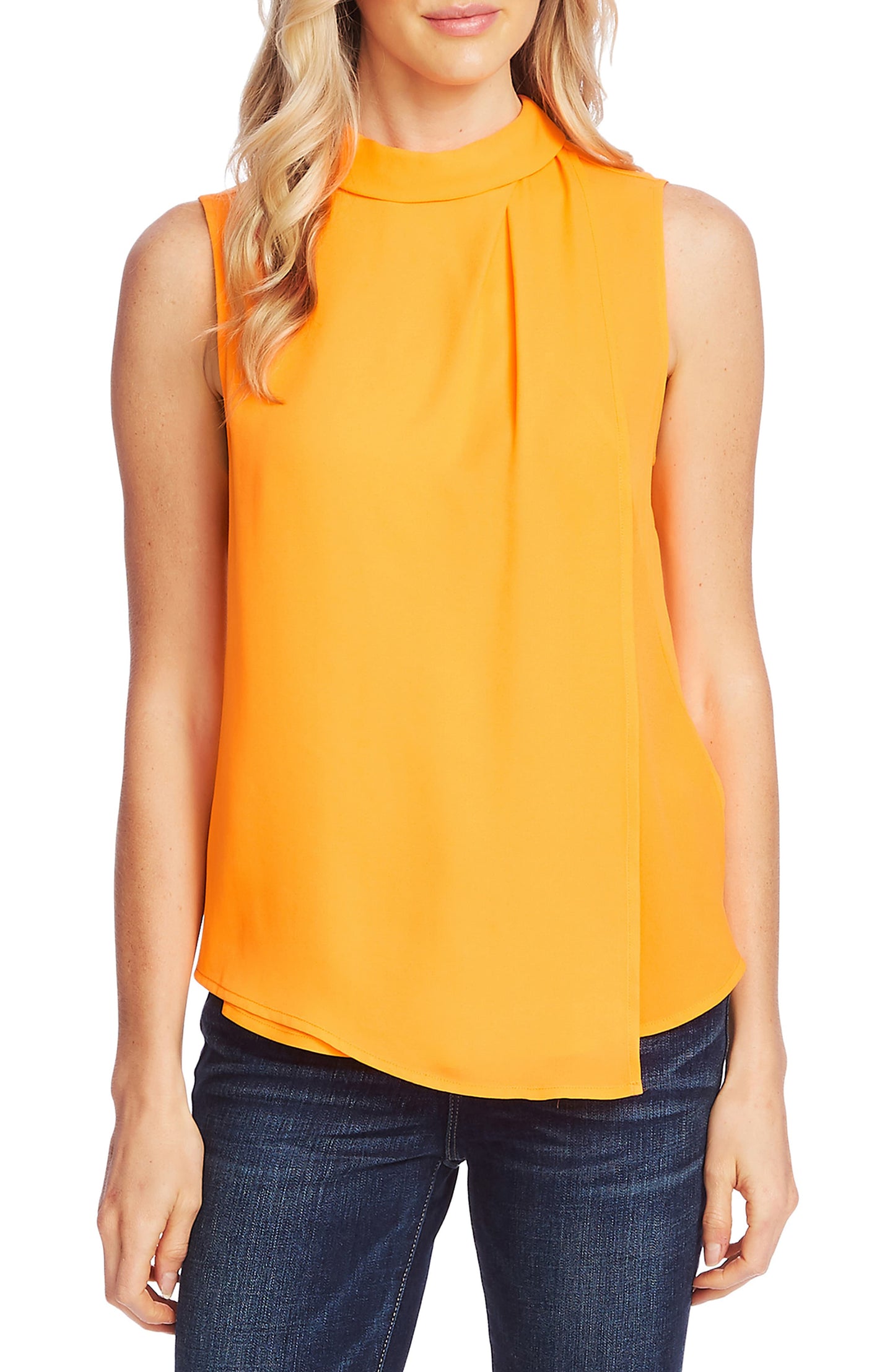 Vince Camuto Women's Rumple Georgette Top Orange Size Small