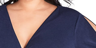 City Chic Women's Plus Size Split Drees  Navy Size 18W