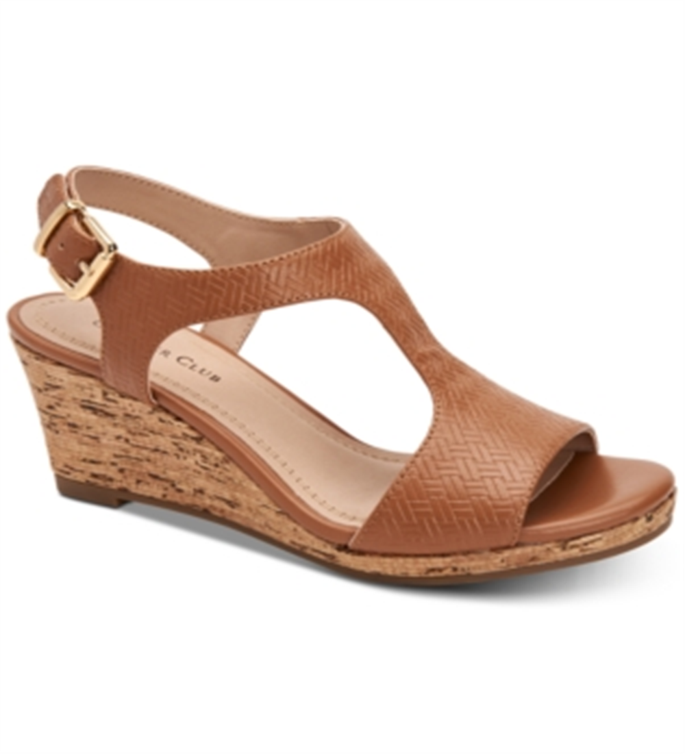 Charter Club Womens Shelbee Open Toe Casual T-Strap Brown Size 6 M