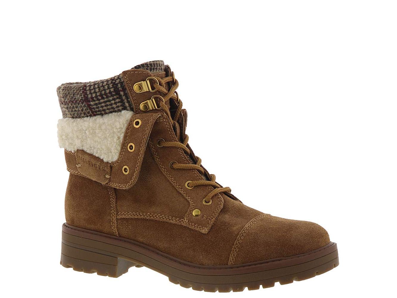 Tommy Hilfiger Women's Dyan Fabric Round Toe Ankle Fashion Boots Brown- Size 9 M