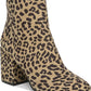 Bar III Women's Leopard Print Comfort Cushioned Gatlin Almond Toe Block Heel Zip up Dress Booties Brown Size 9.5 M