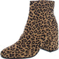 Bar III Women's Leopard Print Comfort Cushioned Gatlin Almond Toe Block Heel Zip up Dress Booties Brown Size 9.5 M