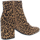 Bar III Women's Leopard Print Comfort Cushioned Gatlin Almond Toe Block Heel Zip up Dress Booties Brown Size 9.5 M
