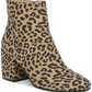 Bar III Women's Leopard Print Comfort Cushioned Gatlin Almond Toe Block Heel Zip up Dress Booties Brown Size 9.5 M