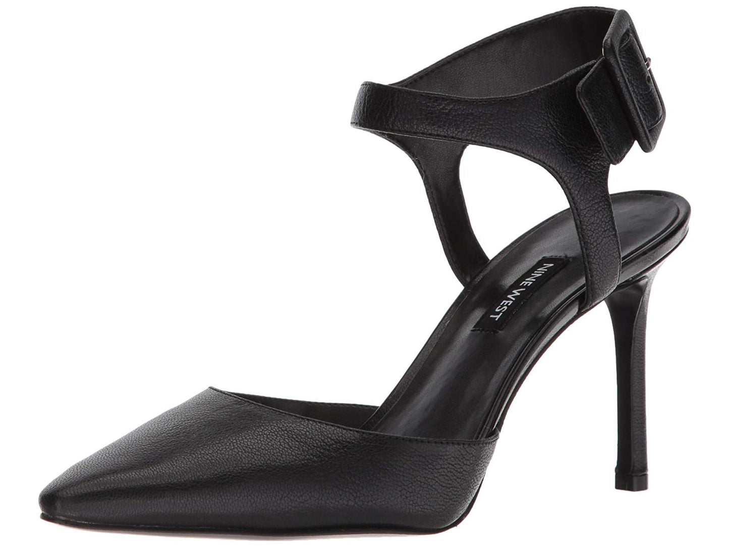 Nine West Women's Elisabeti Leather Ankle Strap Pumps Black Size 8 M