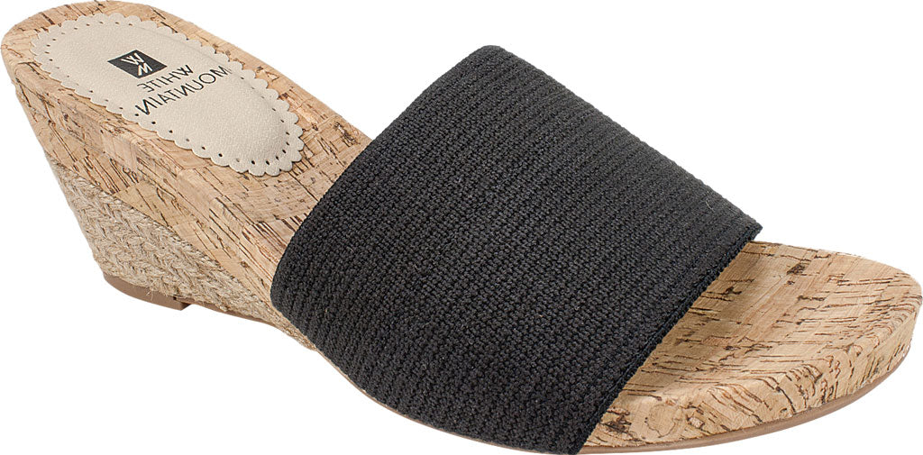 White Mountain Women's Aleah Wedge Slide Sandal Black Size 7.5M