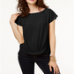 INC International Concepts Women's Draped Hem Top Black Size Petite