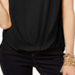 INC International Concepts Women's Draped Hem Top Black Size Petite