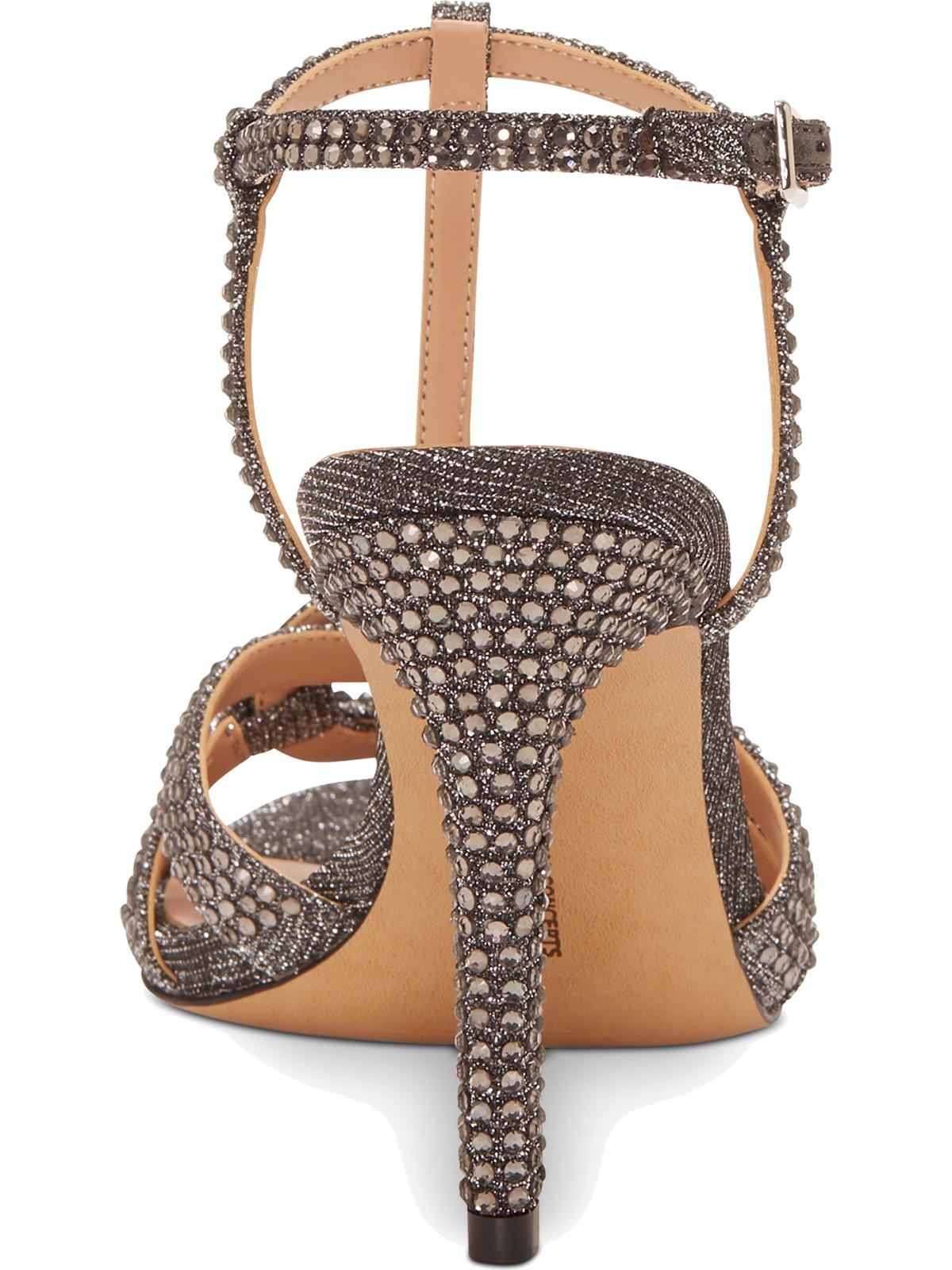 INC International Concepts Women's Rowyn T-Strap Glitter Evening Sandals Gray Size 7 M