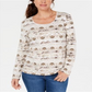 Karen Scott Women's Watercolor Scoop-Neck Top New Khaki Size XL