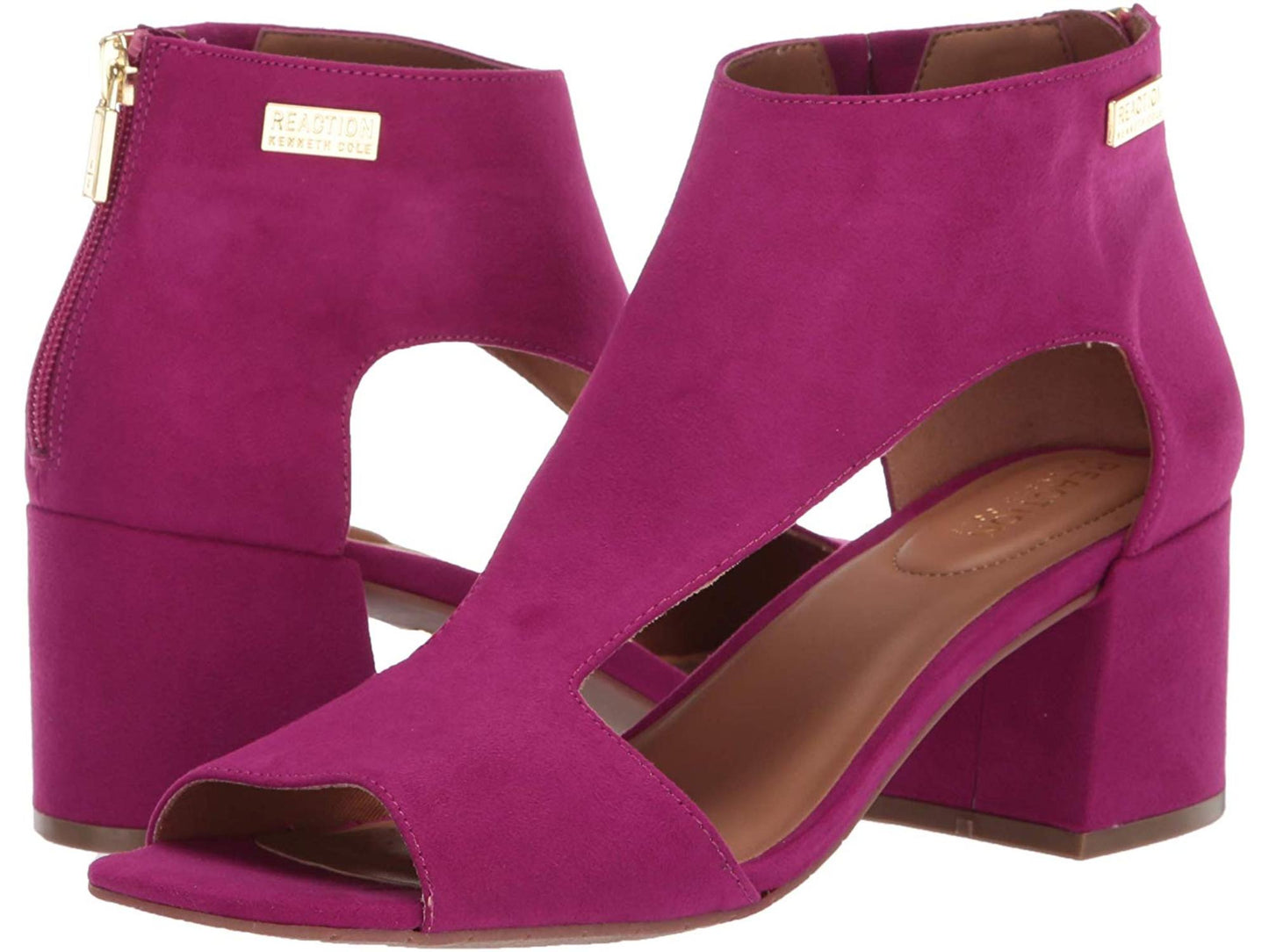 Kenneth Cole Reaction Women's Mix Cut Out T-Strap Heeled Sandal Purple Size 5 M