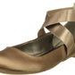 Kenneth Cole Reaction Women's Pro Time Satin Ankle Strap Ballet Flats Brown Size 8.5 M