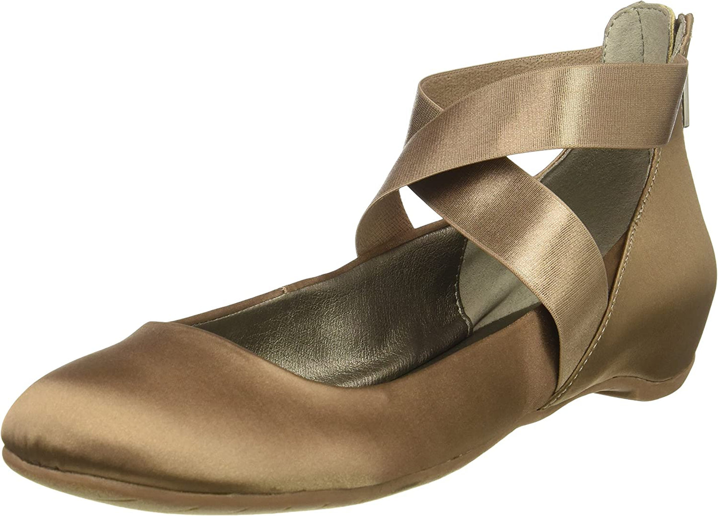 Kenneth Cole Reaction Women's Pro Time Satin Ankle Strap Ballet Flats Brown Size 8.5 M