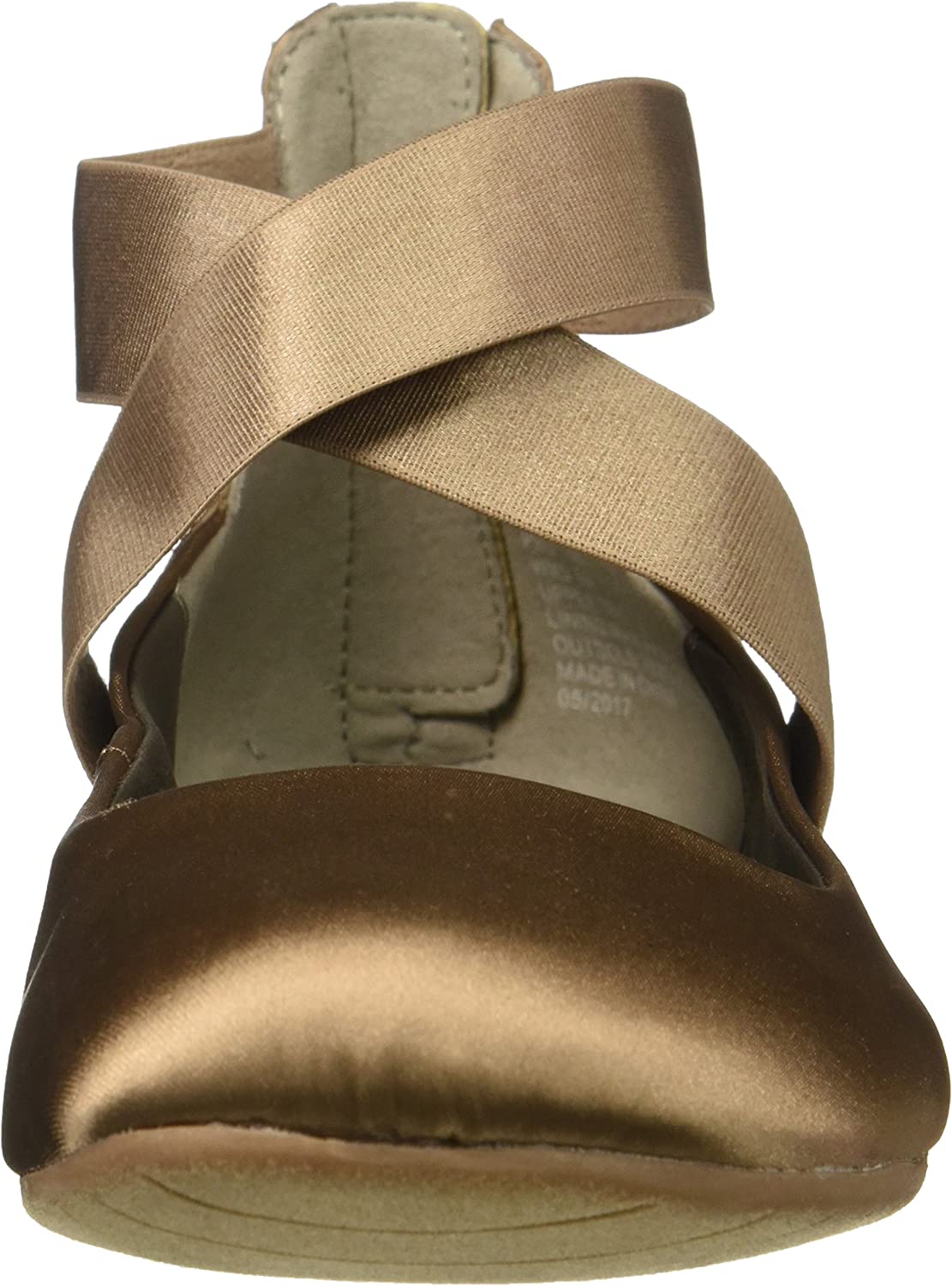 Kenneth Cole Reaction Women's Pro Time Satin Ankle Strap Ballet Flats Brown Size 8.5 M