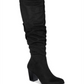 Material Girl Women's V Notch Detail Cushioned Comfort Zipper Accent Ruched Myah Block Heel Boots Black Size 6 M