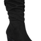 Material Girl Women's V Notch Detail Cushioned Comfort Zipper Accent Ruched Myah Block Heel Boots Black Size 6 M