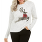 Karen Scott Women's Sequined Reindeer Sweater  White Combo Size 2XL