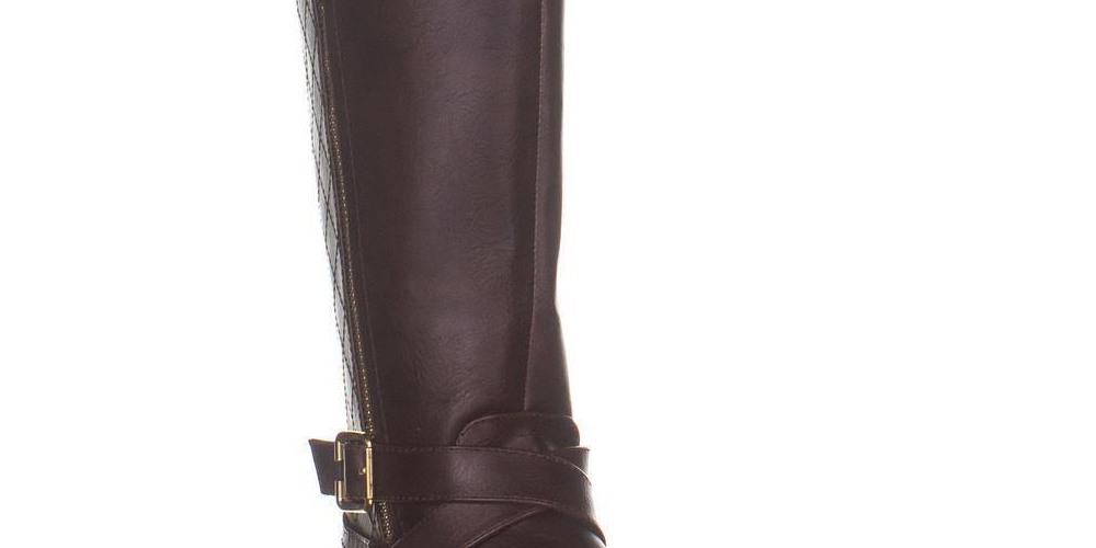 Guess Women's Haydin Faux Leather Tall Riding Boots Dark Brown Size 9.5M