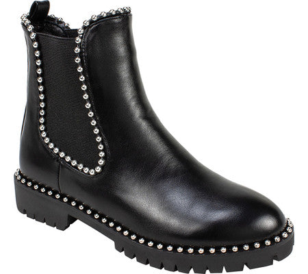 Seven Dials Women's Smooth Shelley Studded Trim Ankle Boots Black Size 5.5 M
