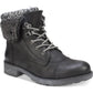 White Mountain Women's Mixed Media Lug Sole Lace up Boot Black Size 7.5 M