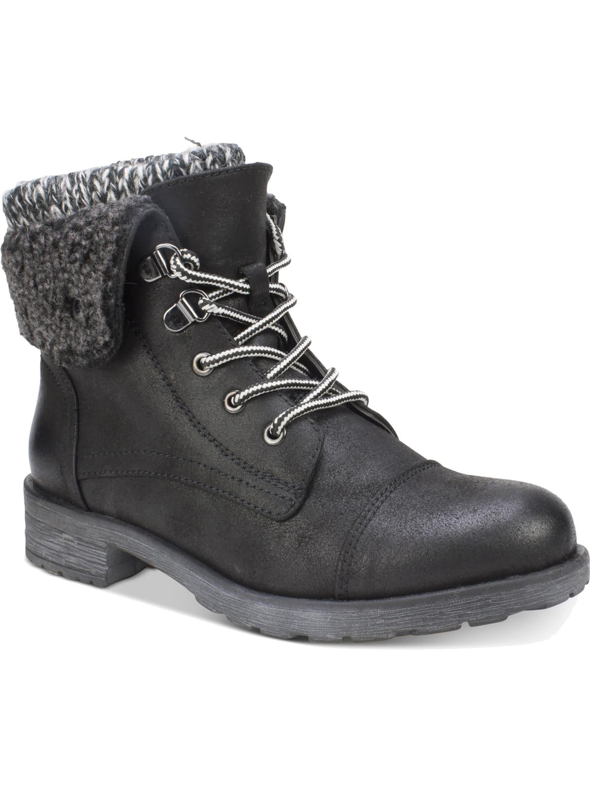 White Mountain Women's Mixed Media Lug Sole Lace up Boot Black Size 7.5 M