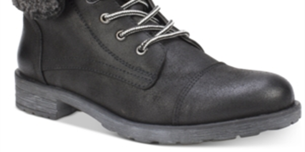 White Mountain Women's Mixed Media Lug Sole Lace up Boot Black Size 7.5 M