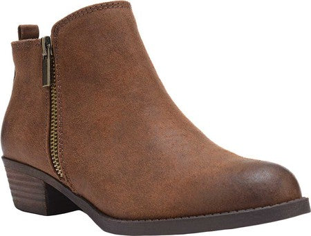 Carlos By Carlo Santana Women's Zipper Accent Padded Brie Round Toe Block Heel Zip up Booties Brown Size 5.5 M