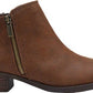 Carlos By Carlo Santana Women's Zipper Accent Padded Brie Round Toe Block Heel Zip up Booties Brown Size 5.5 M
