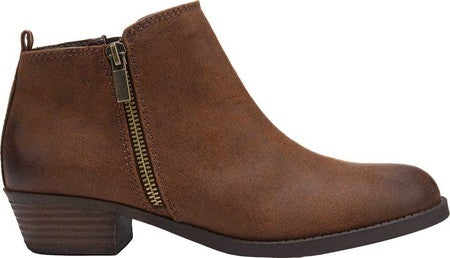Carlos By Carlo Santana Women's Zipper Accent Padded Brie Round Toe Block Heel Zip up Booties Brown Size 5.5 M