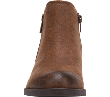 Carlos By Carlo Santana Women's Zipper Accent Padded Brie Round Toe Block Heel Zip up Booties Brown Size 5.5 M