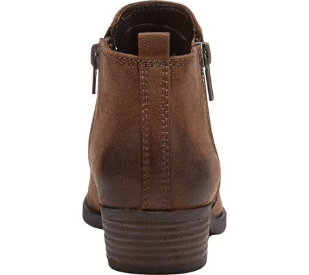 Carlos By Carlo Santana Women's Zipper Accent Padded Brie Round Toe Block Heel Zip up Booties Brown Size 5.5 M