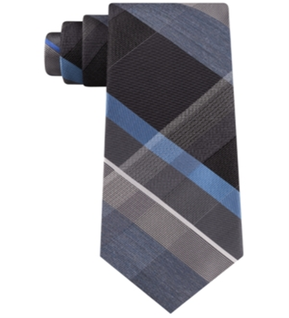 Kenneth Cole Reaction Men's Crosswalk Plaid Tie Gray One Size