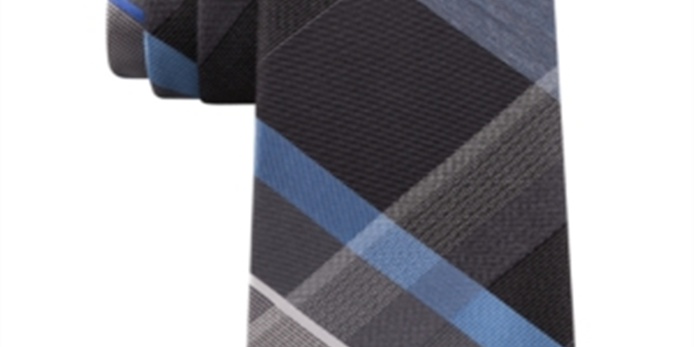 Kenneth Cole Reaction Men's Crosswalk Plaid Tie Gray One Size
