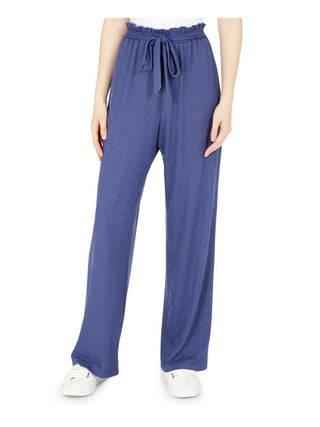BCX Women's Paperbag Pants Textured Belted Denim  Blue Size Large