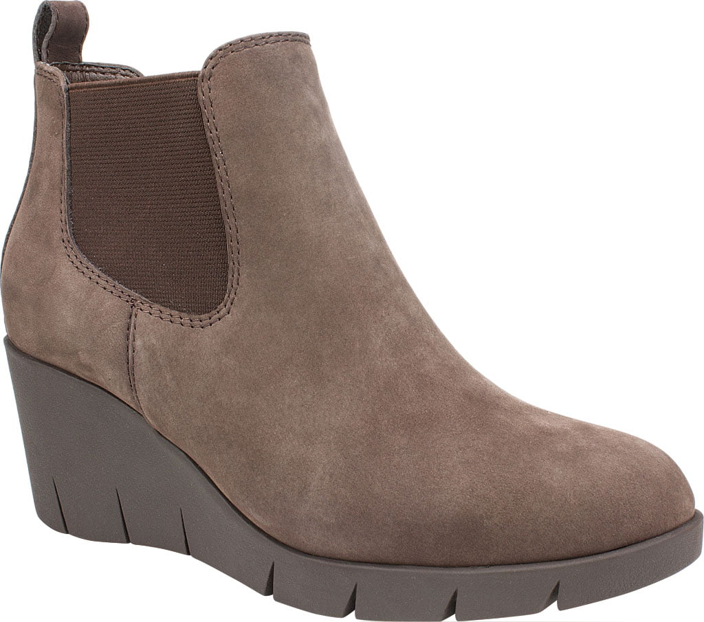 White Mountain Women's Stretch Gore Comfort Percy Round Toe Wedge Leather Booties Brown Size 9.5 M