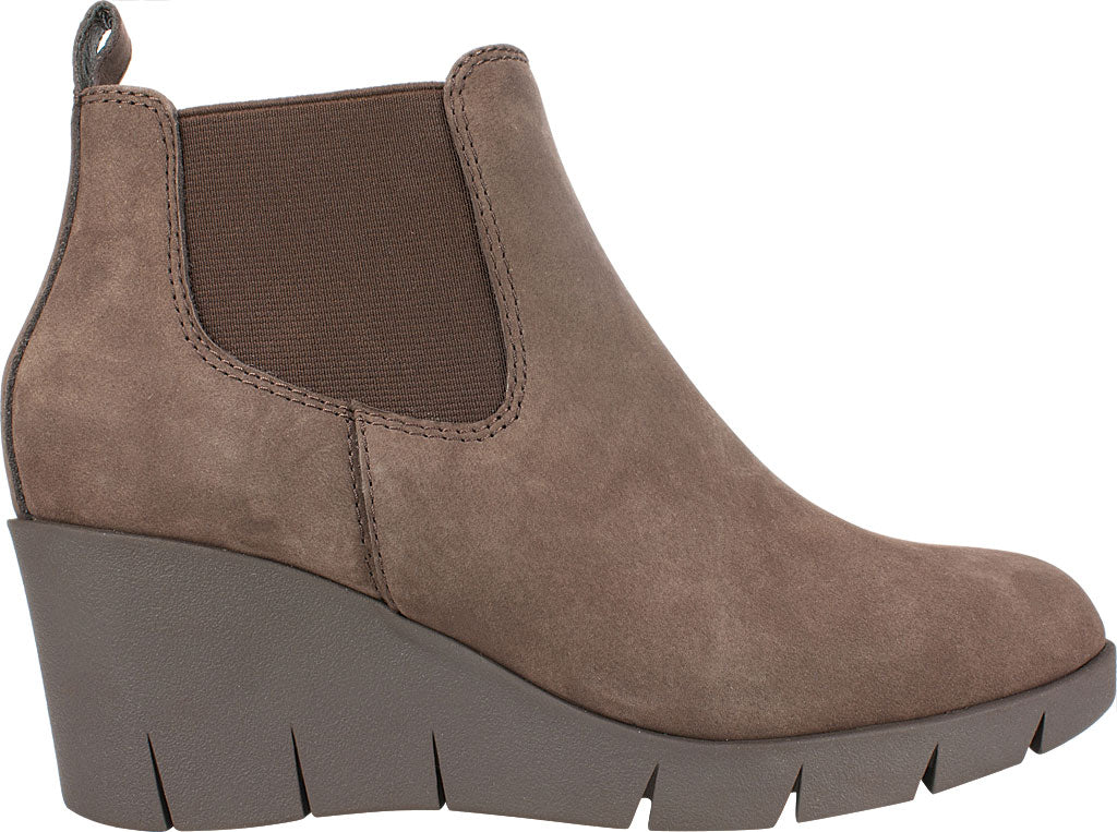 White Mountain Women's Stretch Gore Comfort Percy Round Toe Wedge Leather Booties Brown Size 9.5 M