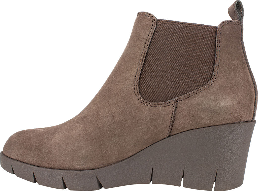 White Mountain Women's Stretch Gore Comfort Percy Round Toe Wedge Leather Booties Brown Size 9.5 M
