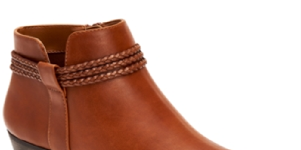 Style & Co Women's Round Toe Block Heel Zip up Booties Brown Size 10 M