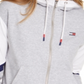 Tommy Hilfiger Women's Zippered Color Block Long Sleeve Hooded Top Gray Size Small