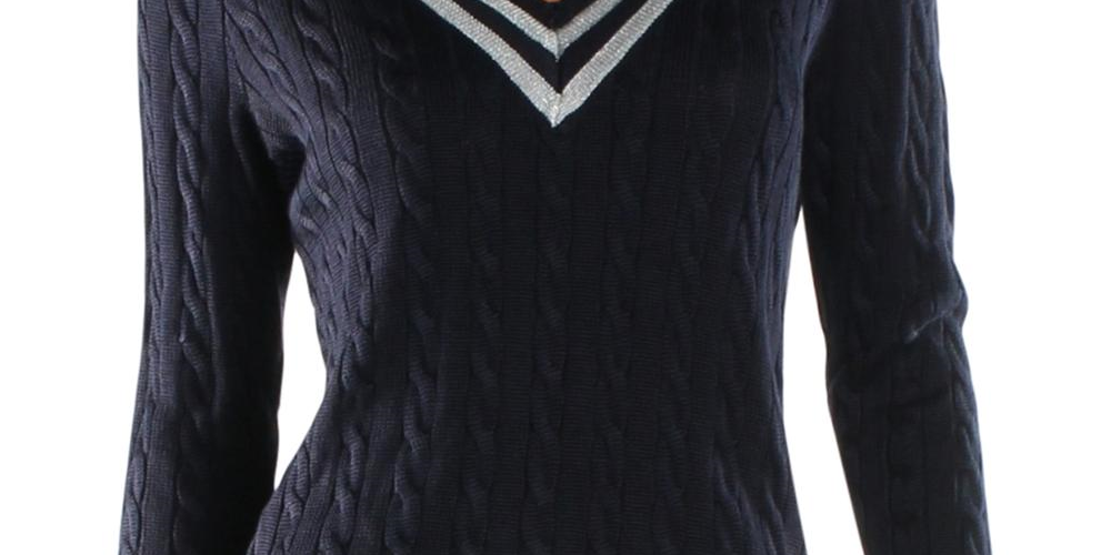 Lauren Ralph Lauren Women's Plus Size Metallic Cricket Sweater Navy Size 3X