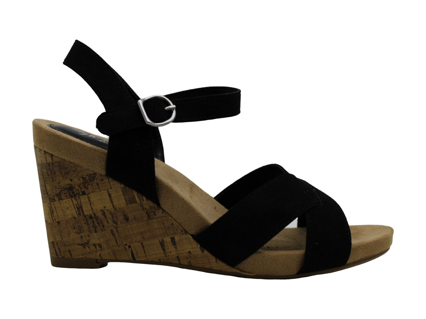 Style & Co Women's Ferrnn Fabric Open Toe Casual Platform Sandals Black Size 8 M