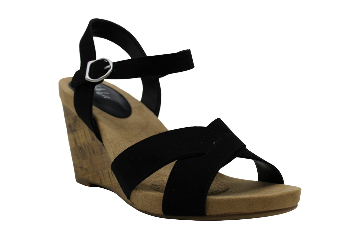 Style & Co Women's Ferrnn Fabric Open Toe Casual Platform Sandals Black Size 8 M