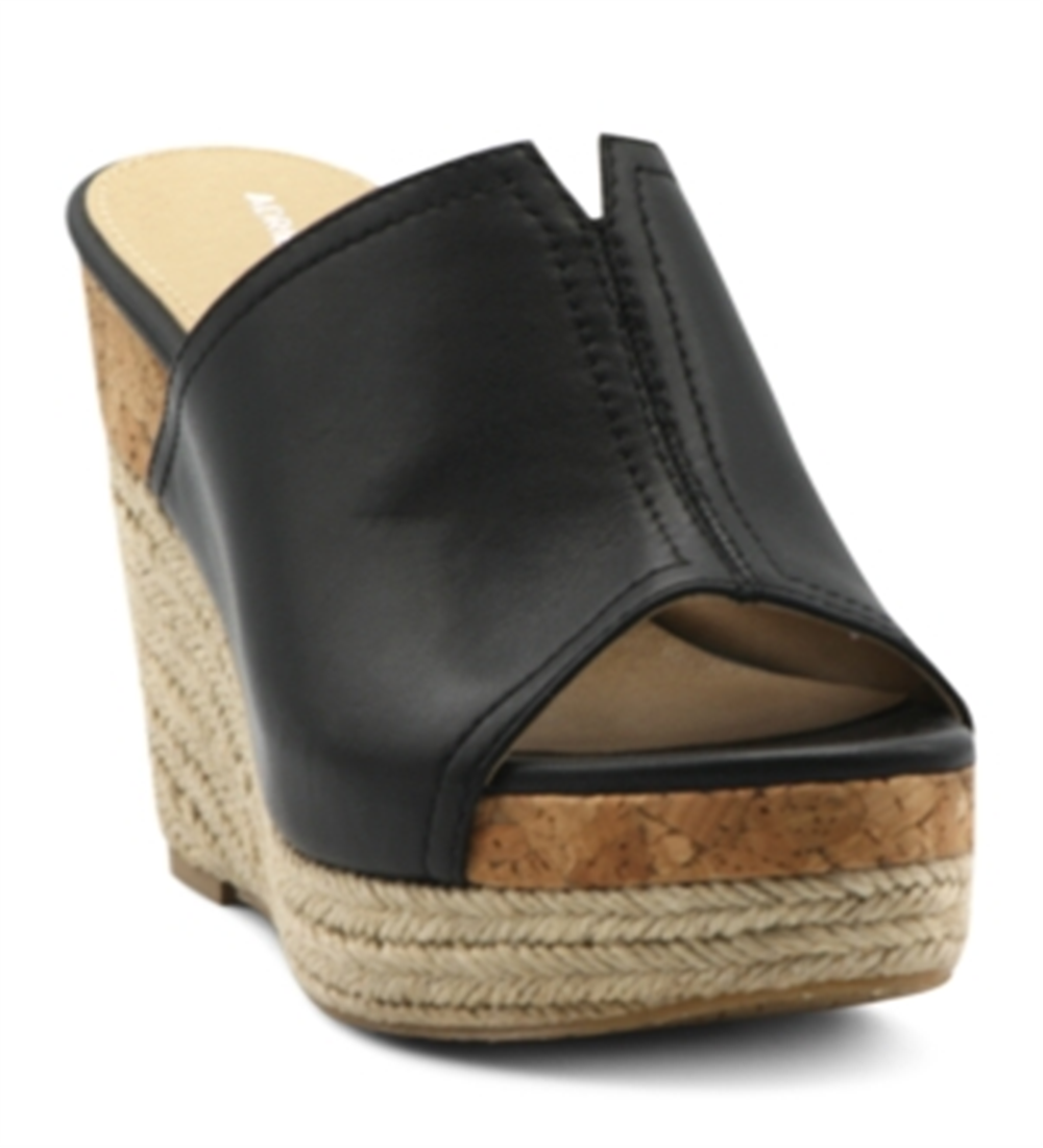 Adrienne Vittadini Women's Cherli Platform Wedge Slide Black Size 10 M