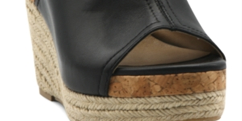 Adrienne Vittadini Women's Cherli Platform Wedge Slide Black Size 10 M